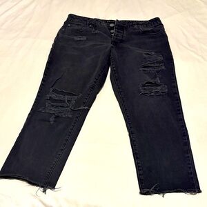 STS Blue Women's Black Distressed Boyfriend Jeans